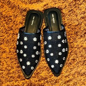 Free People Black and White Star Mules